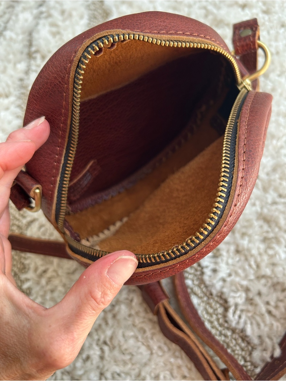 Portland Leather Round Crossbody Bag - Chestnut Brown - Picture 6 of 6